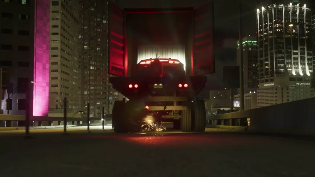 Monster truck driving through Vice City at night in official GTA 6 footage