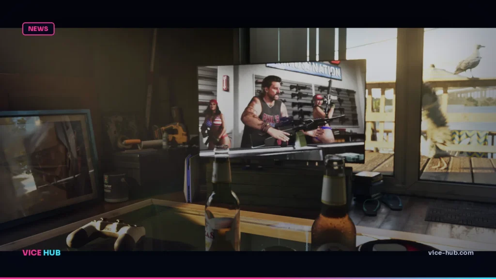 Television showing GTA 6 footage for the Trailer 3 release date status guide
