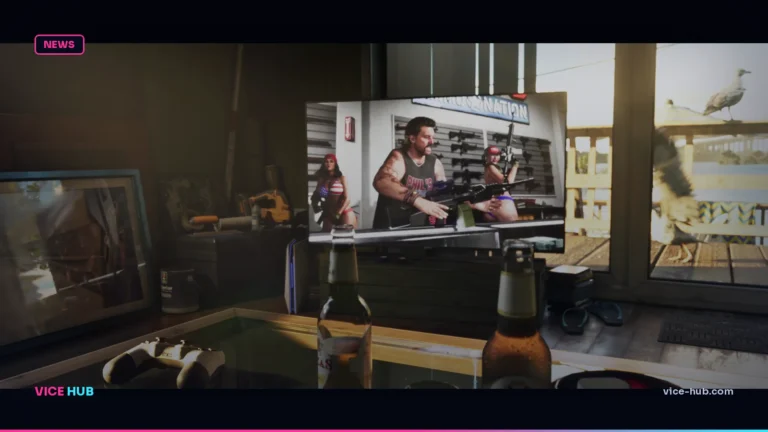 Television showing GTA 6 footage for the Trailer 3 release date status guide