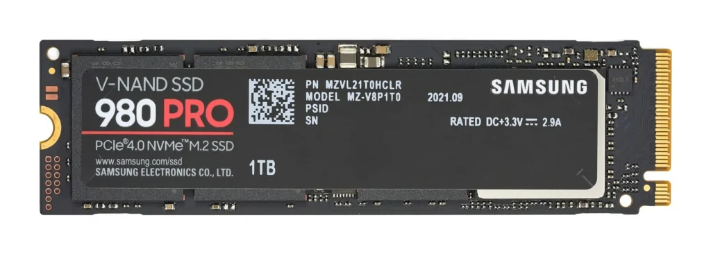Samsung 980 PRO PCIe 4.0 NVMe M.2 SSD 1TB, top view
