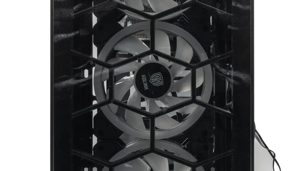 Gaming PC tower with three front cooling fans