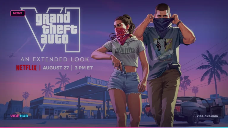 Jason and Lucia wearing bandanas in official GTA VI artwork for An Extended Look