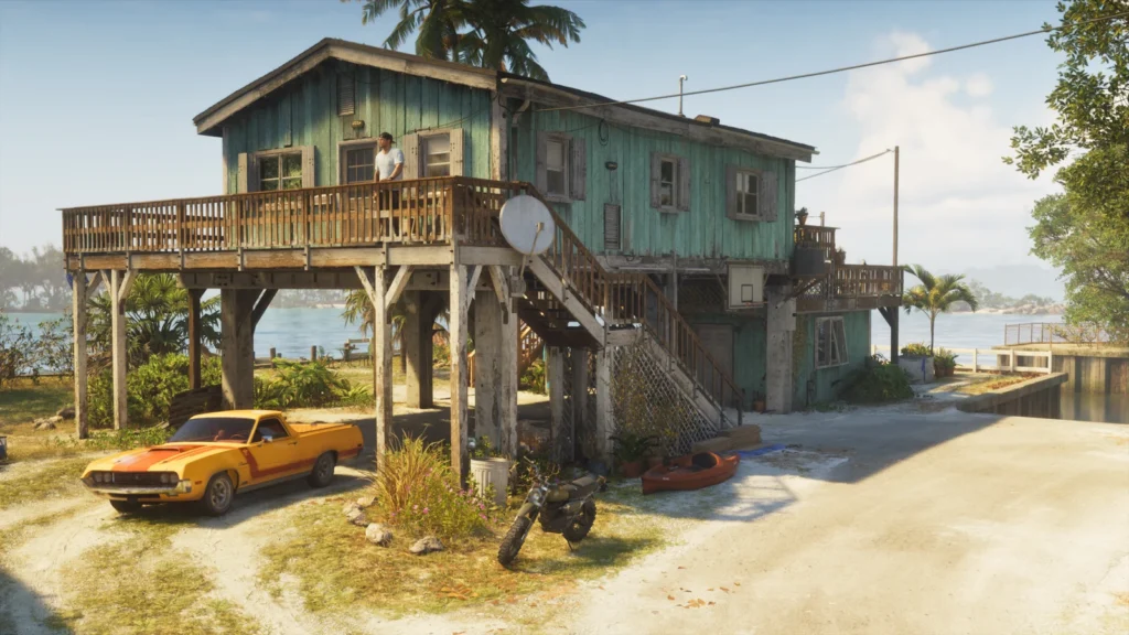 Exterior of Jason's waterside safehouse in official GTA VI media